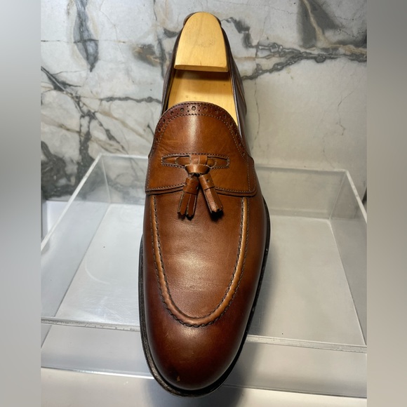Louis Vuitton dress shoes loafers men brown leather tassel sz 8M made in italy - Picture 9 of 16